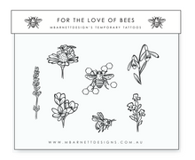Load image into Gallery viewer, For the Love of Bees Temporary Tattoos