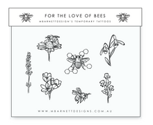 Load image into Gallery viewer, For the Love of Bees Temporary Tattoos
