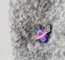 Load image into Gallery viewer, Peacock Carpenter Bee Enamel Pin
